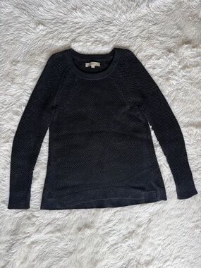 LOFT Black Sparkly Knit Crewneck Sweater